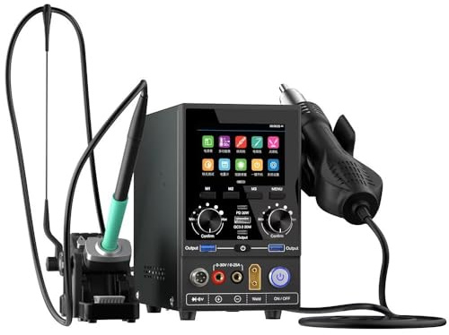 180W 30V/25A Digital Power Supply with Power Supply, Hot Air Station, and Soldering Iron Function for PCB Soldering, Supporting D210 Handle