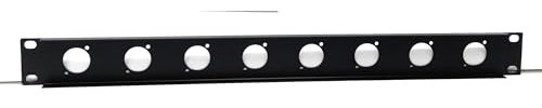 Panel de perforación serie D de montaje en rack de 1U de 19 pulgadas, compatible con conectores XLR, Speakon y Neutrik para estantes de AV, audio y computadora (8 puertos)