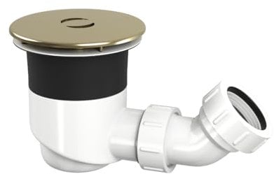 Top Fix Shower Tray Waste – 90mm Shower Trap with Cover | Easy DIY Installation | Watertight Seal, Drop-In Assembly Shower Drain – Leak-Proof & Durable Design (Brushed Brass)