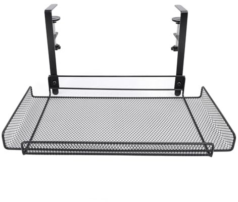 HUSHUI Under Desk Organizer,Clamp On Storage Shelf Basket Cable Management Tray for Wire Router Power Strip (Black)