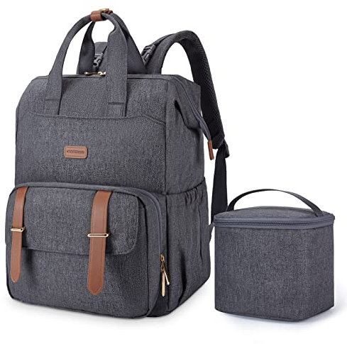 mommore Diaper Bag Backpack, Breast Pump Backpack for Spectra S1,S2 Medela Pumping Backpack for Working Moms with 15.6 inch Laptop Sleeve, Grey, Grey, L, Practical