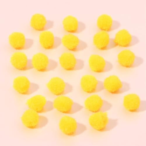 Anevous 300 Stück Mini Pompons zum Basteln, Mini Pompoms für Handwerk Herstellung, Kleine Pom Pom Bälle, Pompons Zubehör für Nähen Deko, Lustige DIY Kreative Handwerk, Weihnachten,Gelb 10mm