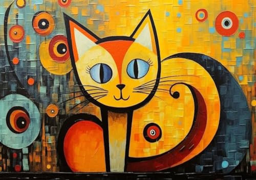CALVENDO Poster 42,0 x 29,7 cm Querformat Katze Im Stil von Wassily Kandinsky II| Bilder, Kunstdruck, Wandbild, Wanddeko, Prints ohne Rahmen