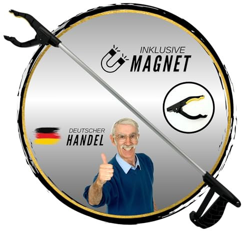 TronicXL Aluminium Greifzange mit Magnet I Greifhilfe Metall Greifer Picking Aid für Senioren Müll Müllzange Küche Alltagshelfer lang