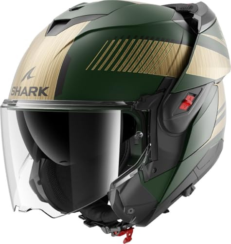 SHARK, Modularer Motorradhelm OXO SIKTER Green Chrome Gold GUQ, XL
