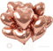 12 Pcs Heart Balloons Valentines Love Balloons 18 inch Large Foil Heart Shape Balloons for Valentines Day Wedding Engagement Anniversary Birthday Party Decorations (Rose Gold)