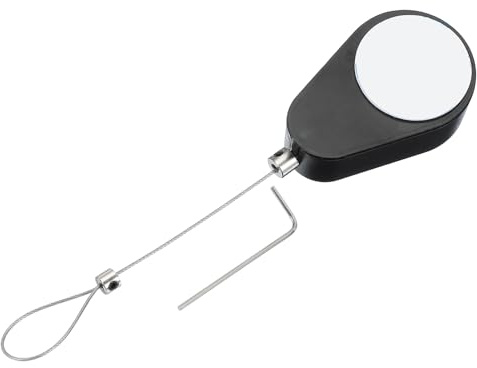 PATIKIL 3,3 Pieds Câble de sécurité Ovale avec adhésif Double Face Noir | avec verrou de cordon de télécommande rétractable, pour télécommande TV manette de jeu, boucles de verrouillage