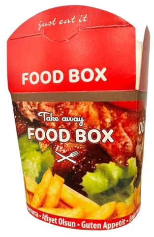 NoblesBox Döner Box Takeaway-Verpackung für Kebab, Pasta & mehr, 750 ml (26 oz), Classic Rot & Natural Elegant Varianten, Fettabweisend & Stabil, Faltbox, Pappbox, Asiabox (Klassik, 50)