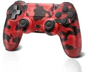 ARCELI Wireless Controller for PS4 -Controller Wireless for PS4/Pro/PC/Slim, Upgraded Bluetooth Gamepad Joystick with Dual Vibration Touch Panel 3.5mm Audio Jack Six-Axis(Red Camouflage)