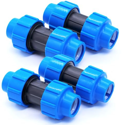 AIMEKE® 4 Stück PE Rohr 25mm Verschraubung PP Fitting Winkel 180 Grad Klemmverbinder Kunststoff PP Kupplung für PE80 PE100 Rohren – Innen- und Außeninstallationen