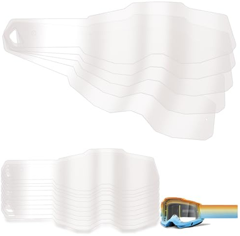AGSISK Goggle Tear Offs 100 Stück – passend für 100 % Strata 2, Racecraft 2, Accuri 2, RC2, AC2, ST2 Gen 2, Ersatz-Objektivfolie für MX Motocross, Dirt Bike und ATV Brillen