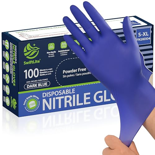 SWIFTLITE Disposable Nitrile Gloves Food Grade Latex Free Powder Free Kitchen Gloves for Cooking, Cleaning and Food Preparation (medium, 100)