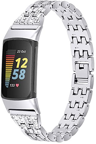 SMYAOSI Armbänder Kompatibel mit Fitbit Charge 6 Armband, Edelstahl Ersatzarmbänder Wristband Metall Strap für Fitbit Charge 5 Smartwatch Zubehör