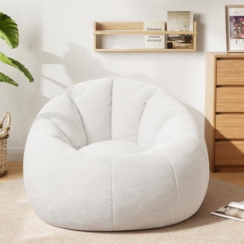 MeMoreCool XXL Sitzsack mit Schaumfüllung, Lounge Sessel, Beige | Weicher Bodensessel für Erwachsene und Kinder, ideal zum Lesen, Entspannen und Relaxen im Wohnzimmer oder Schlafzimmer
