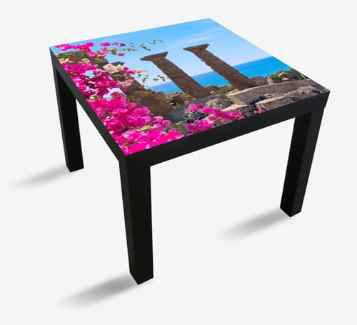 Wallario Möbelfolie selbstklebend/Aufkleber, Tischfolie geeignet für IKEA Lack Tisch - Möbeldeko Antike Säulen am Meer in 55 x 55 cm
