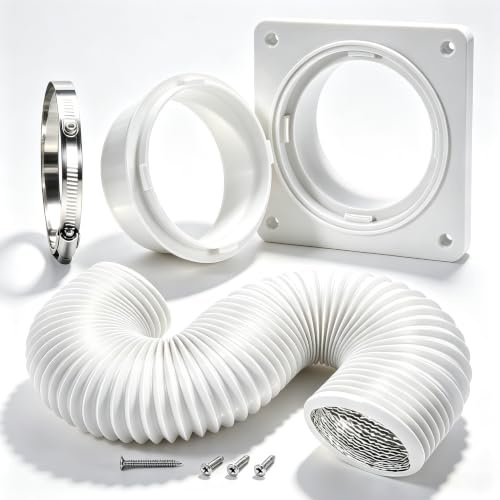 Zofedap 4 Zoll Mobile Klima Abluftschlauch Set 150cm Wandanschluss Platte Wandmontage PVC-Aluminium Flex Abluftschlauch Ersatzteil für Klimageräte Fenster Belüftung Küche Bad Schlafzimmer Wohnmobil
