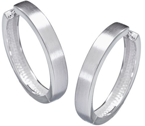 Vinani Damen Ohrringe 925 Silber - Klapp-Creolen groß mattiert glänzend - Ohrringe aus 925 Sterling Silber für Frauen - CSC
