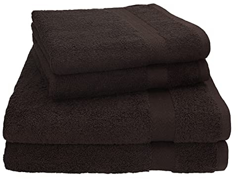 Betz Premium Handtuch Set 4-teilig – 2 Duschtücher 70×140 cm & 2 Handtücher 50×100 cm, 100% Baumwolle 470 g/m², saugstark & weich, Oeko-TEX® Farbe Dunkelbraun