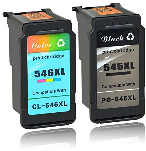NineLeaf Wiederaufbereitet Tintenpatronen kompatibel für Canon PG-545XL PG545XL PG-545 XL PG545 XL 545XL CL-546XL CL546XL CL-546 XL CL546 XL PIXMA ip2800 mg2400 IP2850 Drucker (1 schwarz + 1 Farbe)