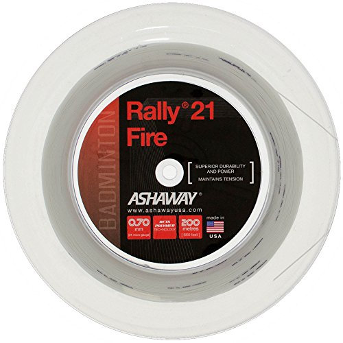 ASHAWAY Rally 21 Fire Badminton-Saite, 200 m Rolle, Farbe: Weiß