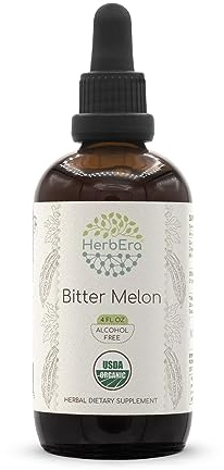 HerbEra Bitter Melon B120 USDA Organic Tincture | Alcohol-Free Extract, High-Potency Herbal Drops | Certified Organic Bitter Melon (Momordica Charantia) Dried Fruit (4 fl oz)