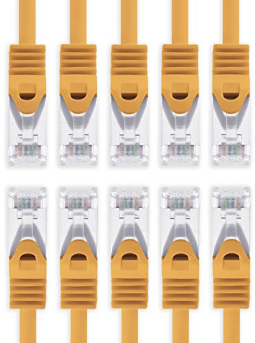 0,5m - orange - 10 Stück Cat7 Netzwerkkabel SFTP Patchkabel Lankabel Rohkabel 10GB/s - 500 Mhz konfektioniert mit 2 RJ45 Stecker Cat 6a