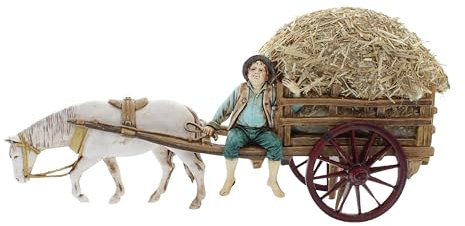 Moranduzzo Karren mit Heu für Krippe 10 cm Maßstab 1:20 - Unzerstörbare Krippenfiguren - Stil 700', Handbemalt, Offizielles Produkt, Hergestellt in Italien, Bildhauer M. Landi