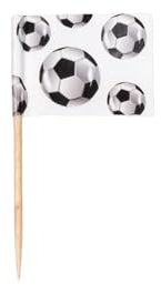 Boland 62512 - Flaggen Spieße, 24 Stück, Länge 7 cm, Holzspieße, Fußball, Cocktailspieße, Zahnstocher, Snacks, Häppchen, Partygeschirr, Dekoration, WM, EM, Geburtstag, Mottoparty, Karneval