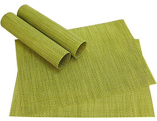 matches21 Tischset Platzset ELEGANCE edle Platzmatten 4er Set hellgrün gewebt aus Kunststoff 45x30 cm/abwaschbar/erhältlich in vielen aufregenden Farben Platzdeckchen vom Tischwäsche Spezialist