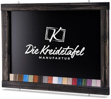 Rustikale Tafel Kreidetafel Wandtafel Küchentafel mit Holzrahmen zur Beschriftung mit Kreide im Landhausstil in verschiedenen Größen und Farben (Schwarz, 140x60cm)