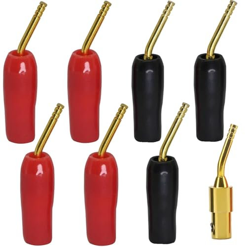 Oiyagai 8 Stück 2mm Bananenstecker Pin Schraubtyp Audio-Lautsprecherkabel-Anschluss vergoldet
