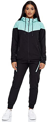 Violento Damen Trainingsanzug | 0984 (S, Schwarz-Mint)
