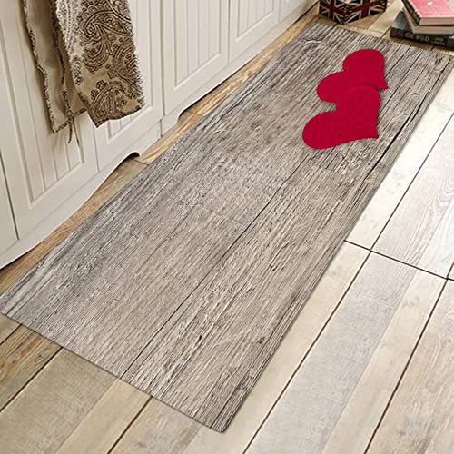 Area Rug Non-Slip Large Door Mat Double Love Heart Patterned Carpet Floor Mat Stair Pads for Living Room Bedroom Hallway Kitchen,1.3x4ft