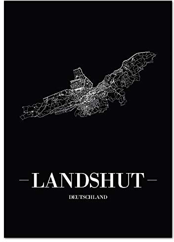 JUNIWORDS Stadtposter - Wähle Deine Stadt - Landshut - 30 x 40 cm Poster - Schrift A - Schwarz