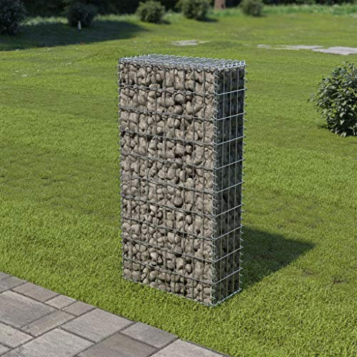 Festnight Gabion pour Pierres | Gabions Métalliques Déco Jardin | Mur à Gabion avec couvercles Acier galvanisé 50 x 20 x 100 cm