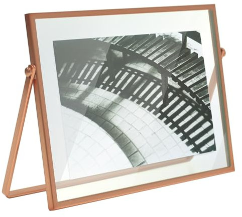 MIMOSA MOMENTS Cornici galleggianti 4x6 del metallo dell'oro rosa, esposizione 4x6 foto orizzontale