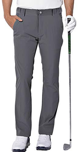 aoli ray Uomo Pantaloni da Golf Sportivi Slim Fit Impermeabile Leggeri Pants con Tasche Grigio M