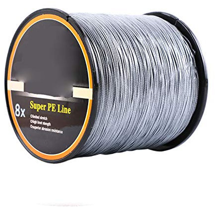 8 fili intrecciati Lenza da pesca, resistente all'abrasione, altamente sensibile, Zero Stretch e ad alte prestazioni, per carpa Bass Trote, 500 M, linea n. 6.0, 31,8 kg, grigio