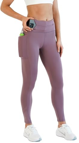 FlipBelt Damen-Leggings, mittelschwer, Workout, mit Taschen, Flieder, X-Groß