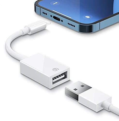 AMLLEN Adaptador de Lightn-ing a USB Cámara, Cdaptador de Cable de Sincronización de Datos OTG Hembra USB 3.0 Compatible con iPhone/i-Pad, Hubs de Soporte, Teclado Midi, Mouse, Adaptador USB Ethernet
