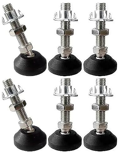 RHUAFET 6 Stück Stellfuß M8 x 40MM Einstellschraube M8, Möbelfuß Sockelfuß Kann 400KG Tragen Verstellbare Füße Stellschraube Stellteller Stellfuß Maximal 15 ° Neigung (6 Stück - M8 x 40 MM)