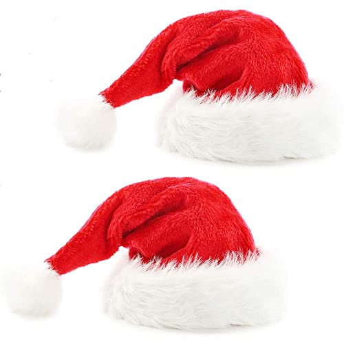 Weihnachtsmütze für Kinder, doppellagig, Plüsch, Weihnachtsmannmütze für Zuhause, Dekoration, Partyzubehör, 2 Stück