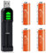 N Size Battery, Pickle Power 4 Pcs 1.2V LR1 E90 MN9100 N Size Ni-Mh Rechargeable Batteries and LED Display Charger for MP3 Player, Electric Toys, Remote, Controller, Alarm Clocks and More