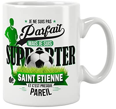 Mug foot ASSE - Je ne suis pas parfait mais je suis supporter de Saint Etienne. Cadeau Anniversaire Noël Fête. Pour amis, Famille. Haute qualité 11oz - 320 ML (Asse)