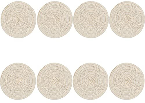 SCF2017 Lot de 8 dessous de verre ronds en coton pour dessous de verre - 11 cm - Beige