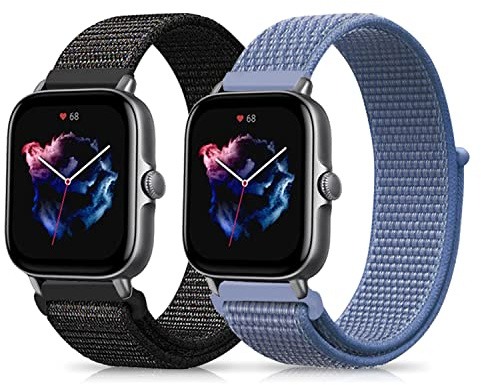 Niboow 20mm Nylon Armband für Amazfit GTR Mini/GTS 4/GTS 4 Mini/Bip 3 Pro | für Amazfit Bip 3/T-Rex 3 Pro 44mm/Cheetah 2 Pro/Active 3 Premium Klettverschluss Ersatzarmband Armbänder (20mm)