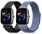 Niboow 20mm Armband für Amazfit GTS 4/GTS 3/GTR 42mm, Nylon Weich Armbänder Uhrenarmband für Amazfit Bip 3 Pro/Bip S - Schwarz+Blau
