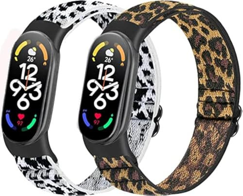 enkic Cinturino elastico compatibile con Xiaomi Mi Band 7/Mi Band 6/Mi Band 5/Mi Band 4/Mi Band 3/Amazfit Band 5, cinturino di ricambio regolabile in nylon Loop Sport cinturino per orologio da polso