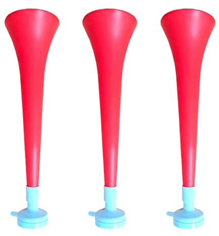 FUN FAN LINE - Packung x3 Kunststoff Vuvuzela Stadion/ungiftig Fußball Horn. Zübehor für Fußball- und Sportfeiern. Sehr Lautes Lufthorn für Animation. (Polen)