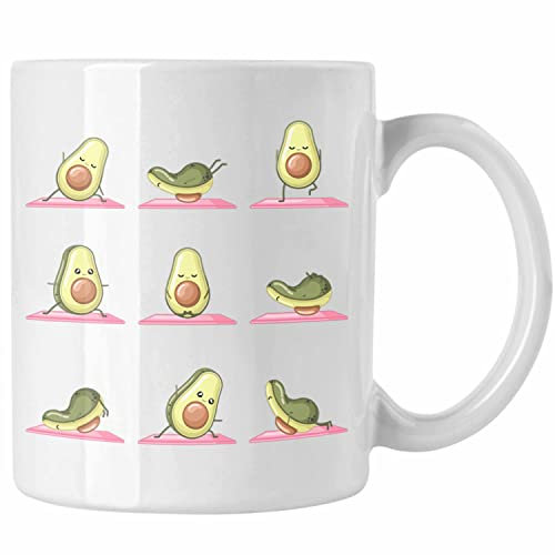 Trendation - Avocado Yoga Pose Tasse Geschenk Gym Workout Niedlich Gym Exercise (Weiß)